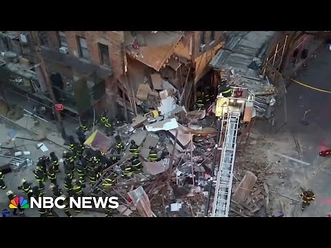 New footage shows the moment a New York building collapses