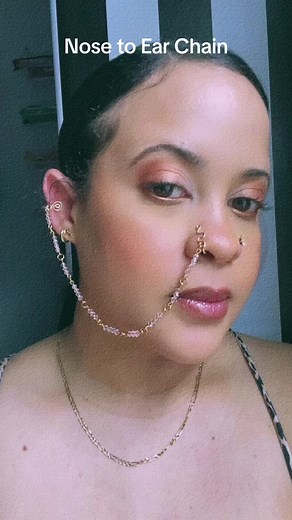 Unique Nose to Ear Beaded Chain | No Piercing Jewelry