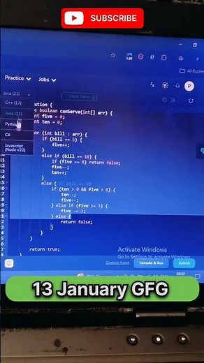 GFG Problem of the Day 13 Jan | Bus Ticket Change | Full Greedy Method | Java C++ Python JS #shorts