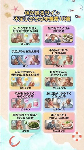 体が送るサイン不足しがちな栄養素10選 #シニア健康 #栄養不足 #体のサイン #健康習慣 #老後の健康