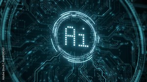 AI artificial intelligence and data mining. Chat deep learning. Computer chip technology. Futuristic cyber innovation automation and autonomous brain. Chat text generative AI. Neural network 3D