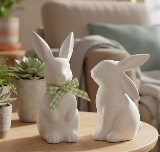 Ceramic Easter Bunny Figurine Porcelain Rabbit Table Decoration Holiday Desk Ornament - Etsy