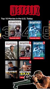 The Sniper Films #Netflix 🇺🇸 Top 10 TRIFECTA 🎯🎯🎯 Day 4 after release, 3 #Sniper movies charting as Most-Watched…thanks to all of YOU! 🫡🙏👊•••••#netflix #top10 #action #actionmovies #actionmovie #netflixandchill #netflixmovies #film #movie #actor #actors #actorslife #actionfilm #sniperrifle #netflixus | Chad Michael Collins