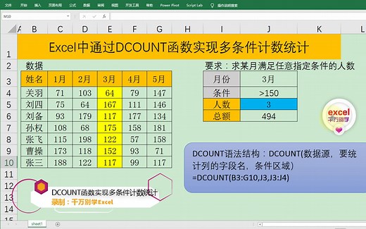 Excel中通过DCOUNT函数实现条件计数