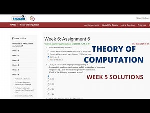 Assignment 5 || Theory of Computation || week - 5 solutions || NPTEL Swayam || July 2021