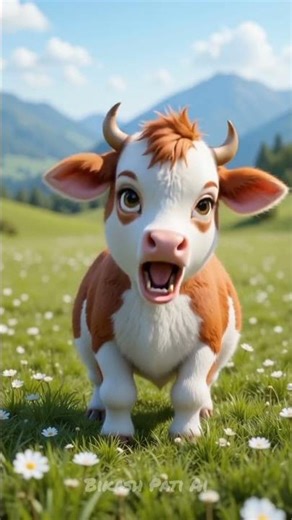 Relaxing Cow Sound 🐄 | Soft Baby Calf Mooing | Natural Village Animal Voice #shorts