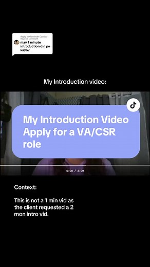 Sample Introduction Video for Virtual Assistant Role