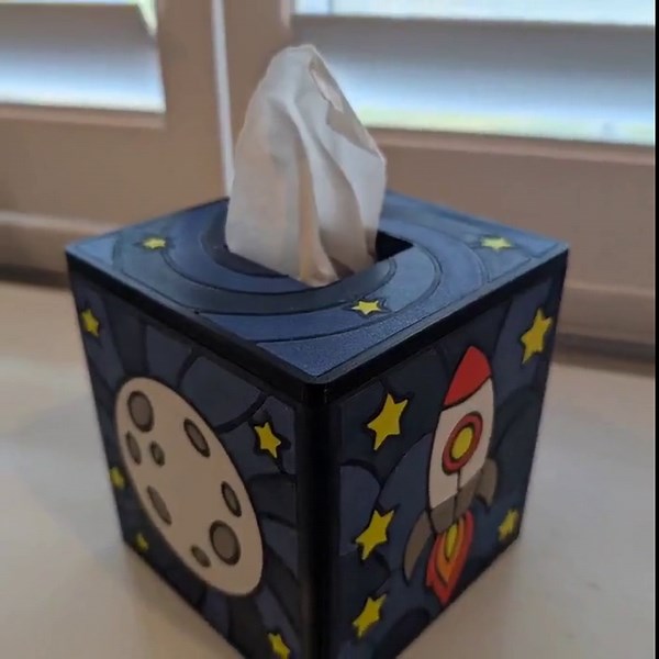 Space Themed Tissue Box Cover, Stained Glass Style, Cosmic Bedroom Decor - Etsy