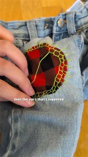 practicing my hand sewing with visible mending! #handsewing #sewingproject #sewinghumor #patchwork