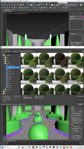 Quickly generate custom topiary and hedge designs with ForestPack’s Cut Hedges library.