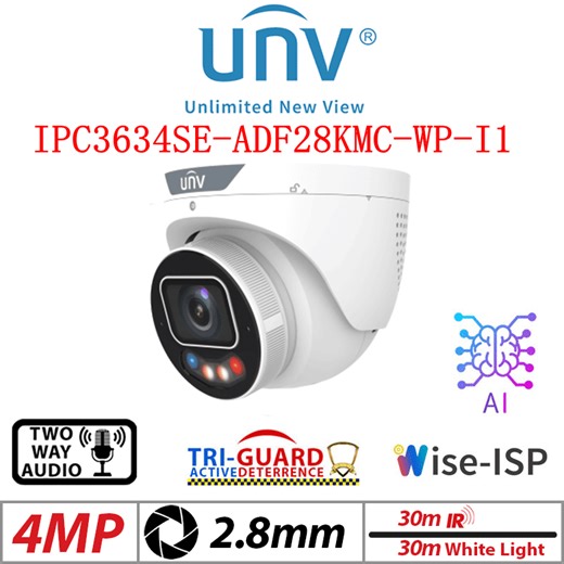 IPC3634SE-ADF28KMC-WP-I1 CAMARA DOMO IP POE 4MP 2.8mm Tri-Guard MIC ALARMA WIZCOLOR 30MT INSTRUSION LINEAS CRUZ METAL+PLASTICA MAX 512GB UÑV
