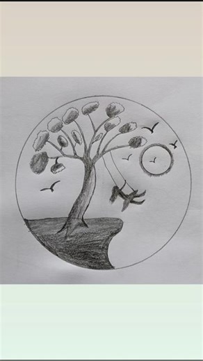 Beautiful Tree Swing Drawing 🌳✨ | Relaxing Nature Pencil Art #shorts