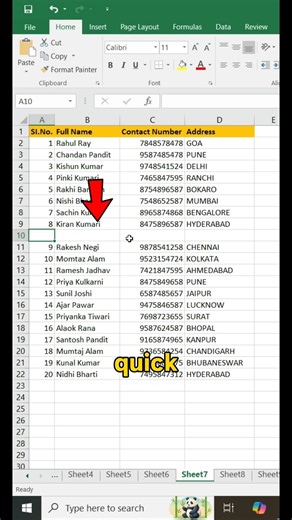 Insert New Row Quickly in Excel #excel