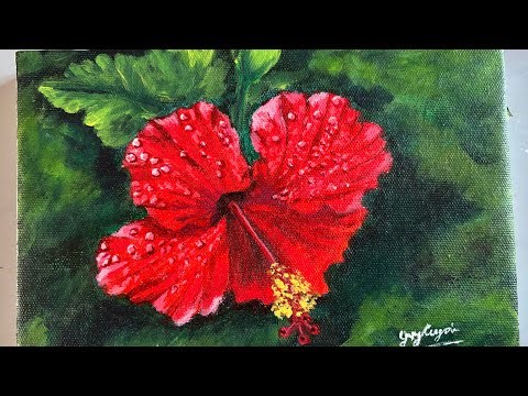 How to paint Hibiscus flower | acrylic painting tutorial flower| flowers with acrylic for beginners