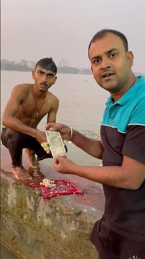 Suddenly jumped and took out money from the river || #shorts