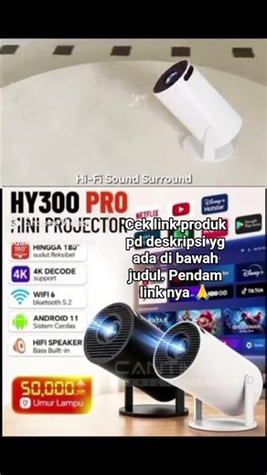 HY300 Pro 4K #Proyektor HD 100 Inci Portabel Mini untuk Dinding Kamar Tidur Pencerminan Layar