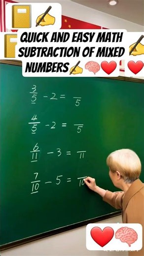 quick and easy math subtraction of mixed numbers #math #mathematics #education #mathstricks #short