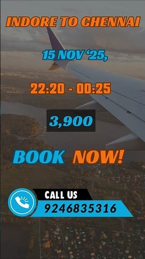 "✈️Chennai AirFare Deals 2025✈️Indore To Chennai Flight | Indore To Chennai Flight Ticket Price🔥"
