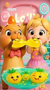 Pineapple Party! Lolli & Capybara Eat Gummy Candy Fruits | Lolli TV Shorts