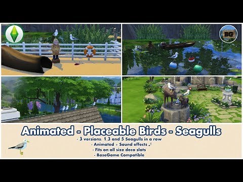 Bakies The Sims 4 Custom Content: Animated - Placeable Birds - Seagulls