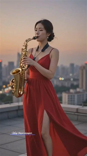 🎷 Beautiful Chinese Woman Playing Saxophone in Stunning Nature 🌄 | Relaxing Music #Shorts
