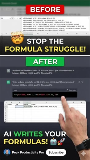 Abhishek Gupta | AI | Excel | Productivity | I Stopped Writing Excel Formulas 🤫 (Here's Why) #shorts Why struggle with complex formulas when AI can write them for you? 🤖 Here is how... | Instagram