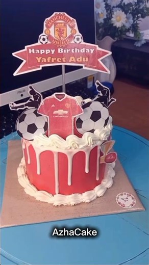 tutorial dekorasi cake Manchester united 🤗#cake #cakecantik #cakedecorating #shorts