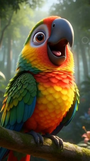 Cute Cartoon Parrot Singing a Happy Song 🦜💚 #cartoonshorts #cuteanimation #edit #funnycartoon #cut