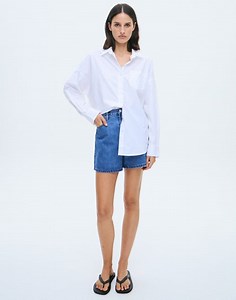 High Rise A Line Denim Short in Mid Blue Crush | Glassons AU