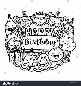 Happy Birthday Greeting Card Hand Drawing Stock Vector (Royalty Free) 1757758214 | Shutterstock