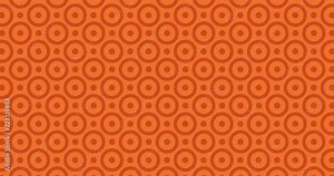 Seamless looped orange color minimalistic pattern motion graphics background. Abstract flat circular shape tile placed together moving in a single direction, animated seamless Circle and dot pattern