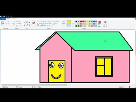 How to draw in computer paint | House drawing in Ms paint step by step | Simple House drawing easy.