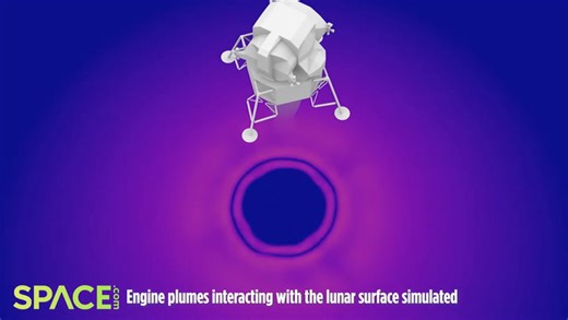 Apollo 12 moon landing simulated by supercomputer to study rocket plume effects