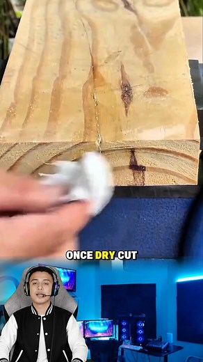 Wood Splitting Repair Technique This video demonstrates an effective method for repairing a cracked or split wooden board using wood glue and a wooden dowel/pin. Steps shown in the video: 1. Glue Application: Wood glue is applied directly into the split/crack of the wooden board, which is secured in a vice. 2. Hole Drilling: A hole is drilled through the crack, perpendicular to the wood grain, to create a space for the reinforcing dowel. 3. Dowel Reinforcement: The drilled hole is filled with wo