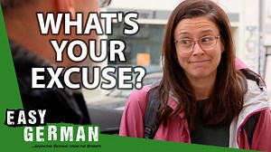 Learn German with our street interviews! In this episode Janusz plays a little improv theater with people in the streets of Berlin. While Janusz plays a mean boss, his guests have to come up with excuses for being late and not getting a presentation for work done! To watch the full video, check out our YouTube channel: https://www.youtube.com/watch?v=1BSf_BK5o3I To receive transcripts and interactive exercises for this video, become a member of Easy German on Patreon: https://www.patreon.com/eas