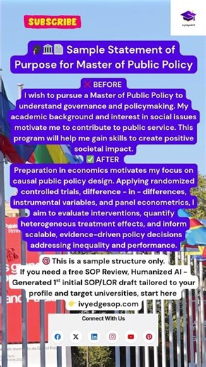 🎓🏛️📄 Sample Statement of Purpose for Master of Public Policy #SOPTips #GradSchool #publicpolicy