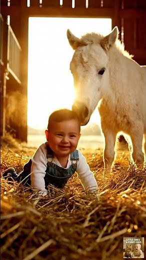 Baby Meets Fluffy Shetland Pony Foal on the Farm – Cutest Friendship Ever! 🐴👶✨