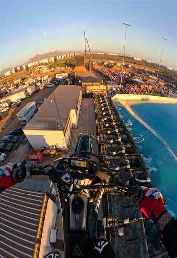 Evel Knievel would be proud 🫡 @Colby Raha flew 275’ over the surf pool before boosting 90ft off the ground. #RecordBreakers #GoPro #WorldRecord #Stunts