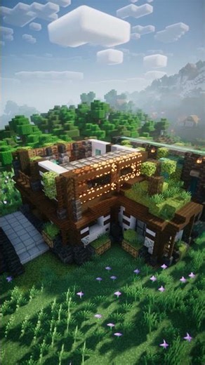 🌿 Small Starter House with Glowing Sign Store 🌿 (Minecraft Build)