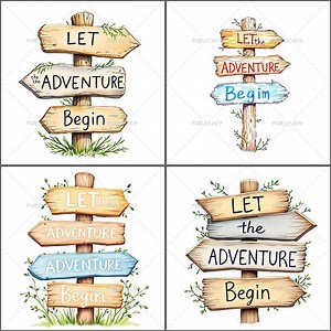 Adventure Awaits PNG Set, Rustic Sign Post Clipart, Travel Quotes, Wood Sign Graphics - Etsy Canada