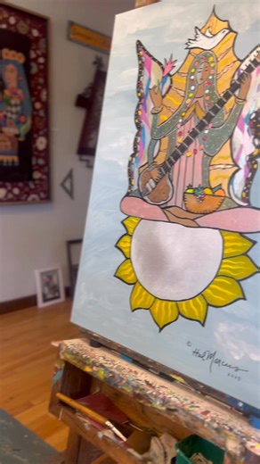 🦋 Art Spotlight: "Metamorphosis" by Hal Marcus Experience the powerful journey of inner change and transformation with this stunning original work, "Metamorphosis." Hal Marcus captures a figure of serene enlightenment, seated on a radiant sunflower, adorned with the vibrant wings of a monarch butterfly. This painting is a vibrant meditation on spiritual growth, music, and the beautiful process of becoming. ✨ Artwork Details: * Artist: Hal Marcus * Title: Metamorphosis * Medium: Original Paintin