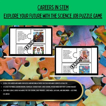 STEM Career Exploration Occupation Puzzle Science Card Game for Elementary