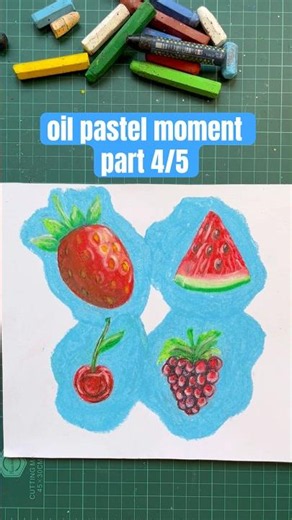 oil pastel part 4/5 | cherry with oil pastel🍒 #pastelart #oilpastel #art #cherry