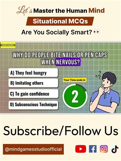 Daily Life Psychology Trivia - Mind Facts & Human Behavior Quiz - Situational Psychology Mcqs