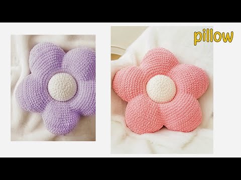 Crochet flower pillow