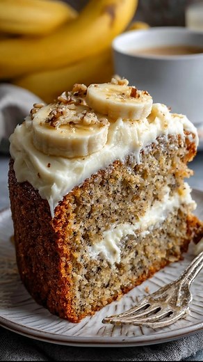 4K views · 21 reactions | Banana Bread Cake with Cream Cheese Frosting Ingredients: For the cake: 1½ cups granulated sugar 2 large eggs 1 cup full‑fat sour cream Recipe in First Coʍmеոτ  Enjoy ❤️ | Simply Recipes | Facebook