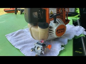 How to replace the carburetor on a Stihl FS90R, 100RX, 110, 130 4-Mix trimmer