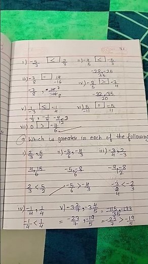 class 7 math rational number exercise 9.1 and 9.2 #study