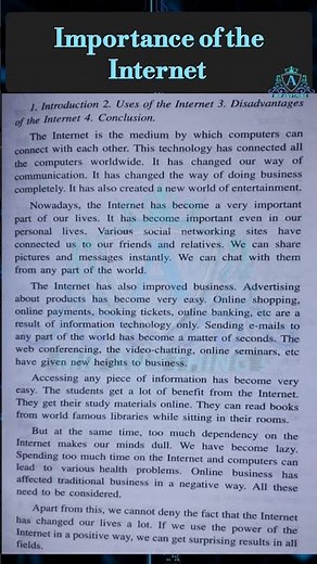 Essay on ' Importance of the Internet ' in English | #internet #importance_of_ internet #shorts
