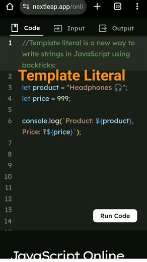 Template Literal ES6 JavaScript